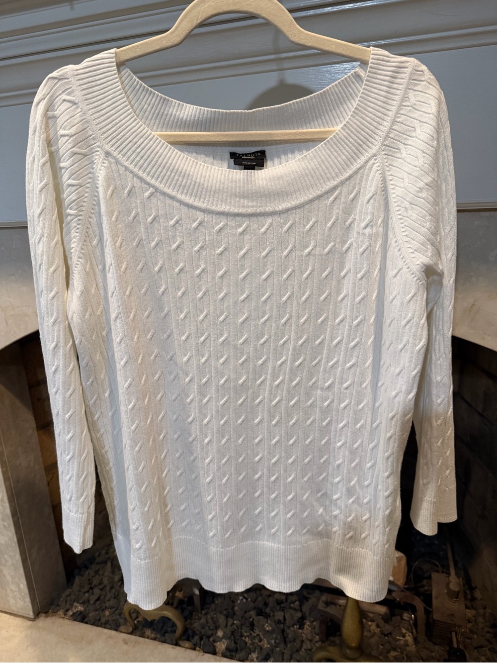 Talbots Pima Cotton Cream Cable Scoop-Neck Sweater size XL
